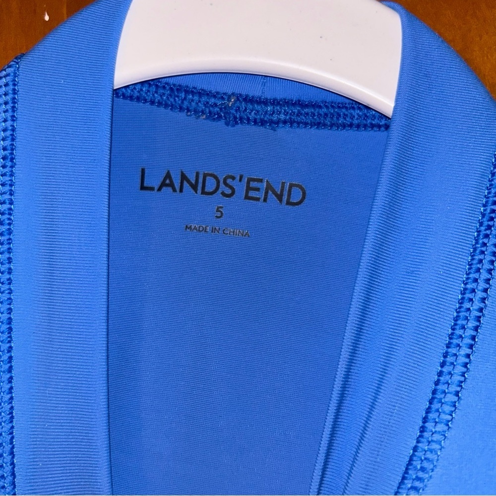 Lands’ end girls blue stripe swim rash guard sunglasses print long sleeve size 5 - Picture 4 of 4